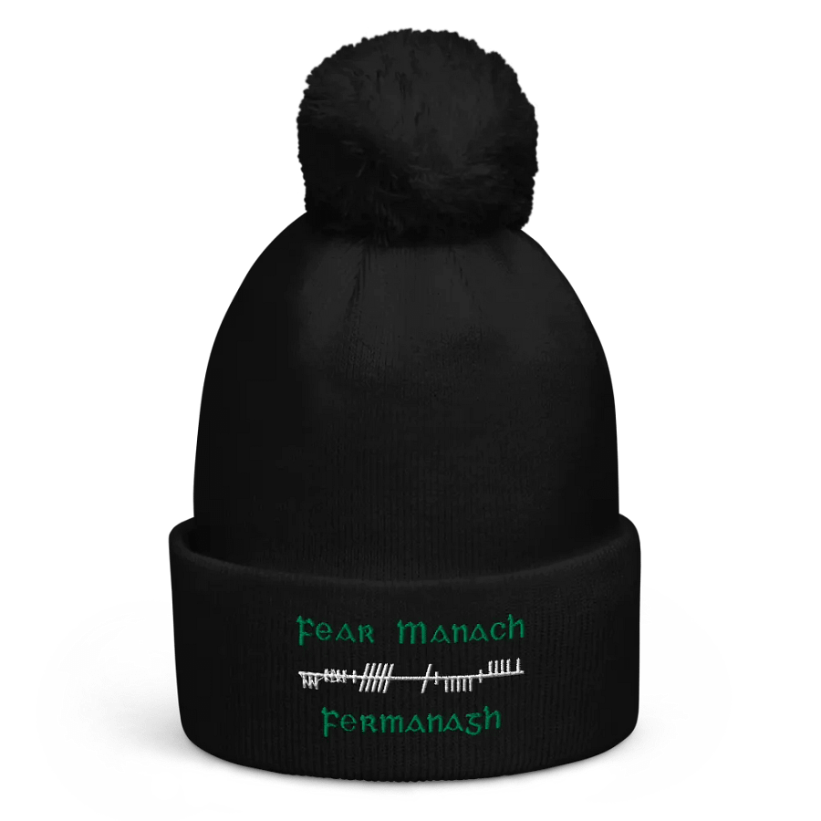 Fermanagh/Fear Manach Orthodox Ogham style embroidered Pom-Pom Beanie product image (1)