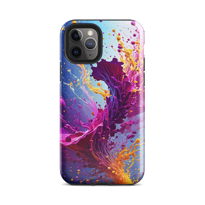 Tough Phone Case for iPhone® - Magenta and Orange Splash Abstract Art product image (2)