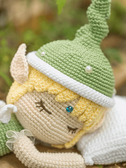 Enchanted Fairy Night Light — Hand-Crocheted Lily of the Valley Lamp with Sleeping Fairy product image (2)