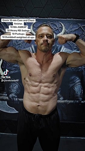 Quick 10 min Core and Chest finisher.
10 Min AMRAP
10 Heavy KB Swings
10 Pushups
10 Dumbbell weighted sit ups

#MensFitness #...