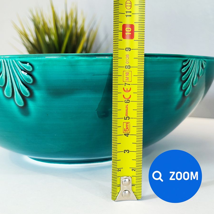 Ceramic turquoise bowl (big, 26 cm) — handmade pottery, handmade ceramic, home decor, handmade gift, Turkish ceramic product image (8)
