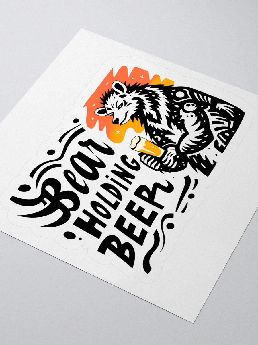 Stylized Bear with Beer Glass | Creative Typography Print Sticker product image (7)