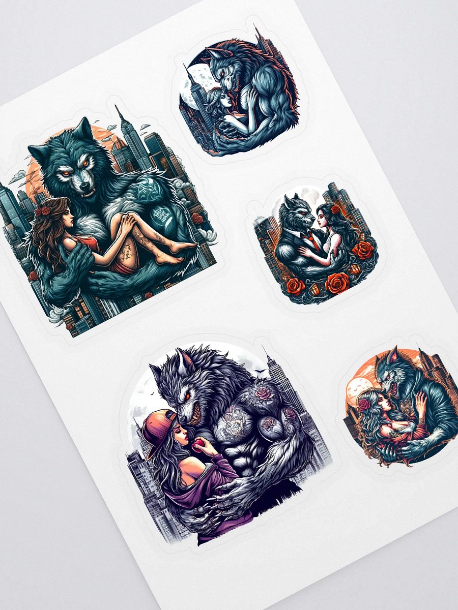 Moonlit Embrace: Gothic City Stickers for Werewolf Romance Lovers product image (1)
