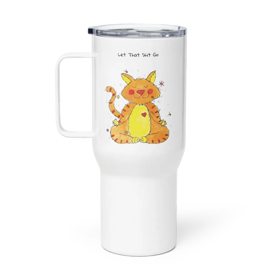 Ging Ging Meditating Cat Travel Mug with Handle product image (1)