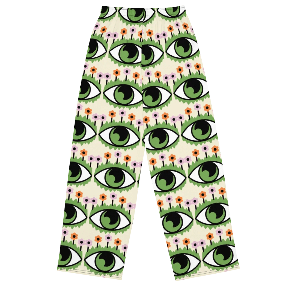 Eyes and Petals All-Over Print Wide-Leg Pants product image (2)