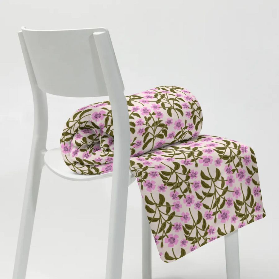 Campion Trails - Pink and Forest Green - Throw Blanket product image (9)