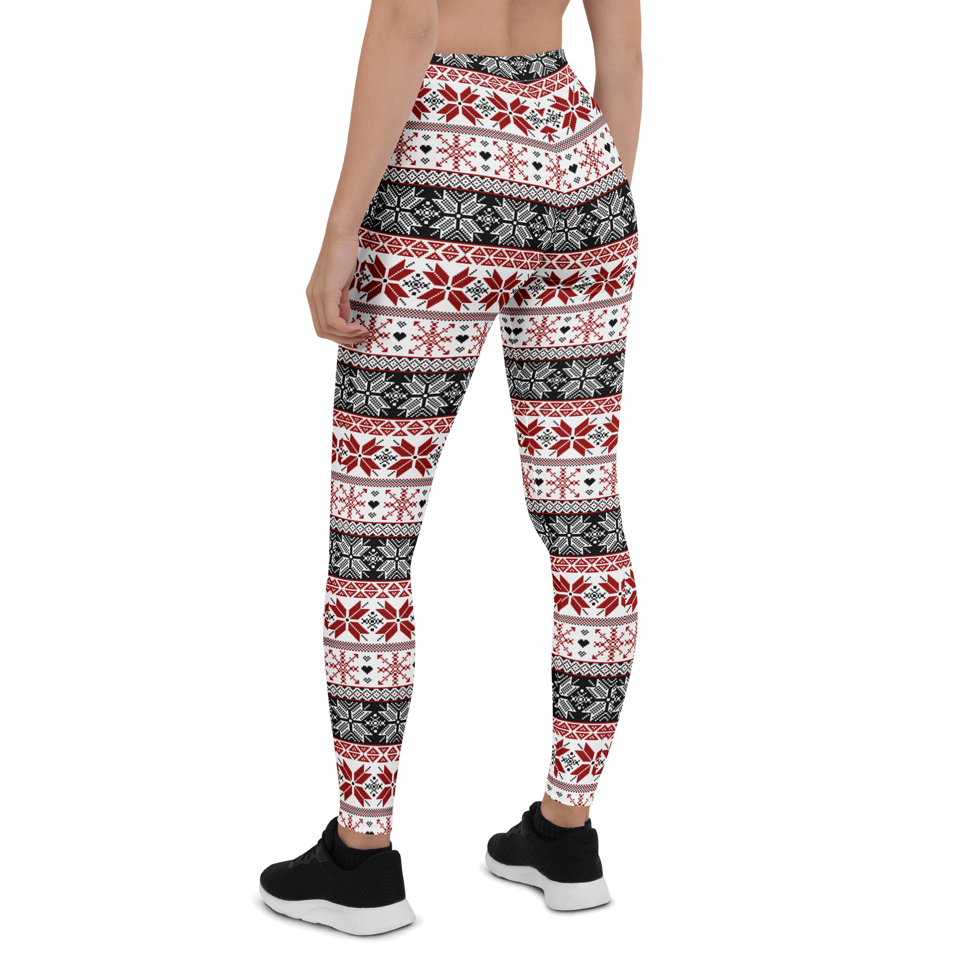 Winter Fair Isle Pattern Leggings, Red & Black product image (4)