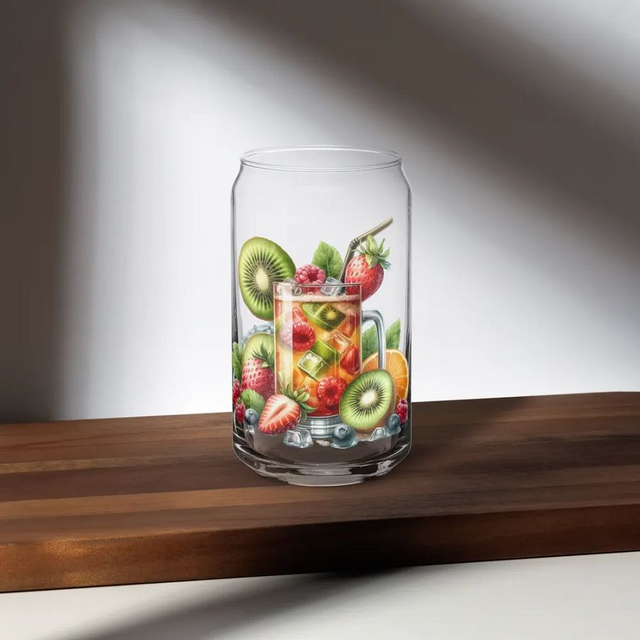 Fruit juice with fruit slice mixed water affect design-04-Can-Shaped Glass product image (5)