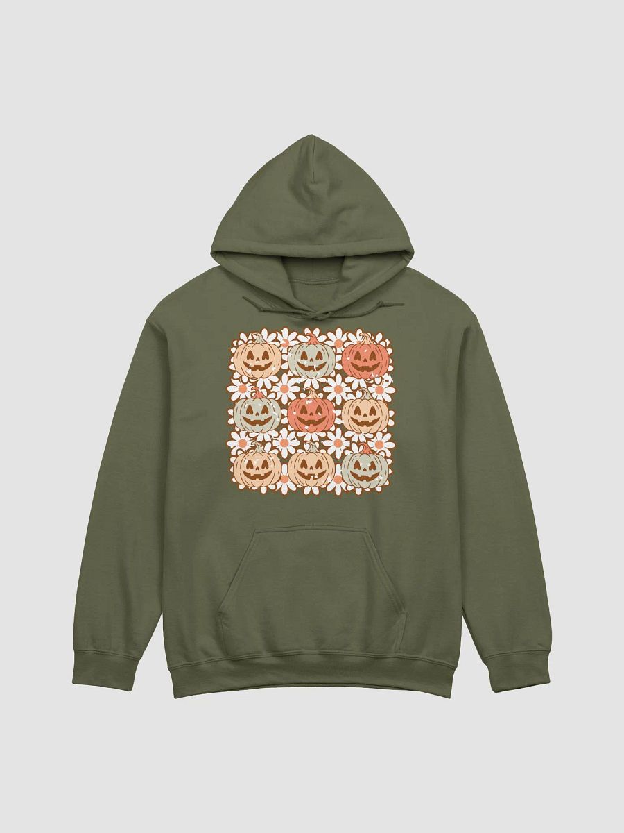 A Grid of Pumpkins and Flowers Hooded Sweatshirt | Cute Fall and Halloween Hoodie Design product image (29)