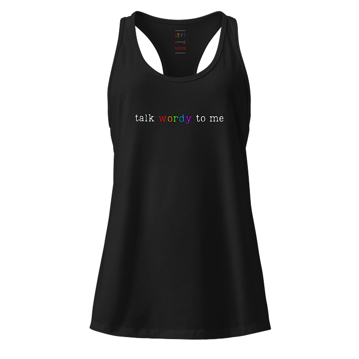 [talk wordy] racerback tank product image (1)