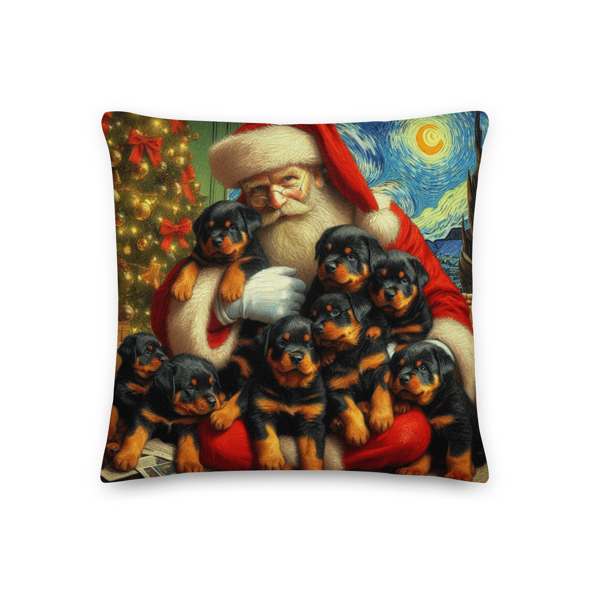 Rottweiler Santa Paws Starry Night All-Over Print Pillow product image (1)