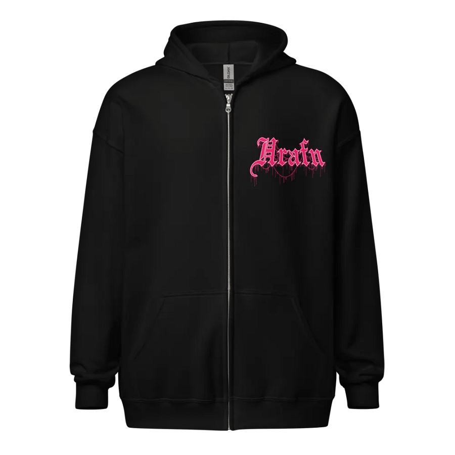 Hrafn Gothic Logo (Hot Pink) Zip Hoodie product image (1)