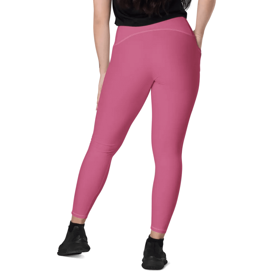 Plain Muted Blush Pink True Summer Women's High Waisted Premium Crossover Leggings with Pockets by Treasure Pie product image (11)