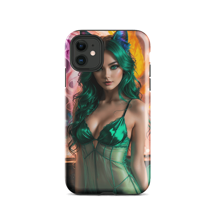 Fantasy Fox Girl - Emerald Flame iPhone Case product image (24)