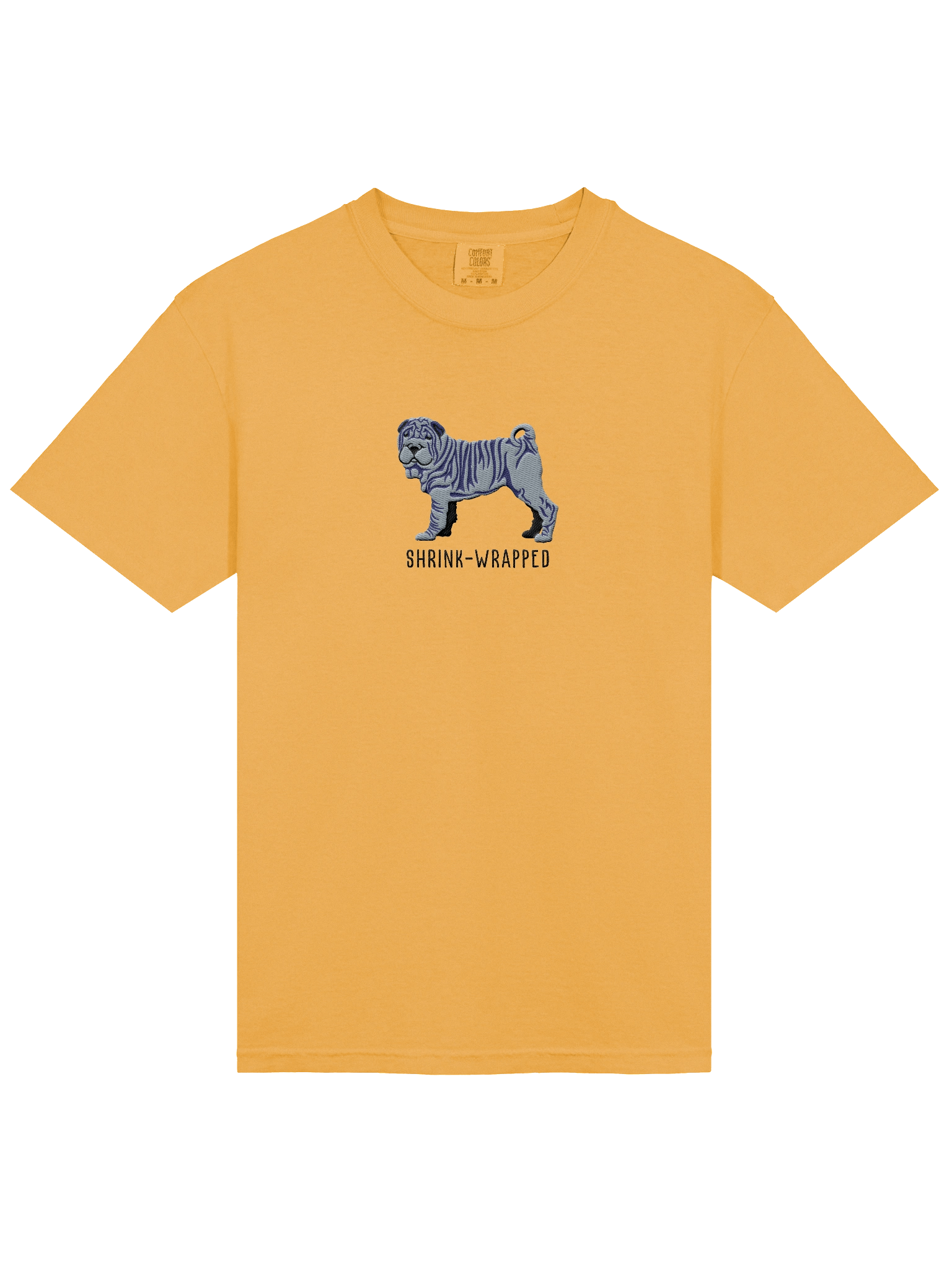 Shrink-Wrapped T-Shirt(Embroidered) of a Chinese Shar-Pei(Blue) product image (23)