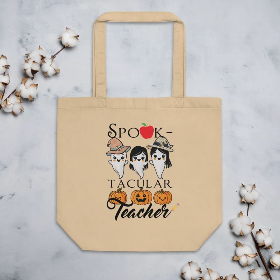 Hand-Drawn Spook-Tacular Teacher Canvas Cotton Bag product image (5)
