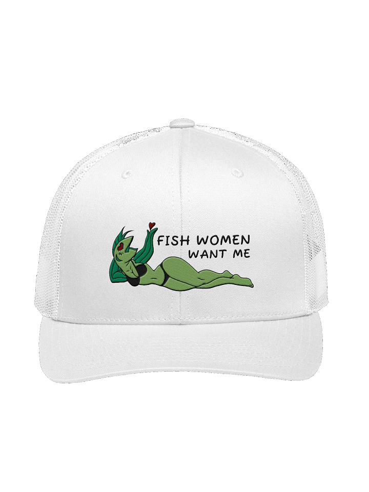 FISH WOMEN WANT YOU! - Retro Trucker Hat [Green on White] product image (1)