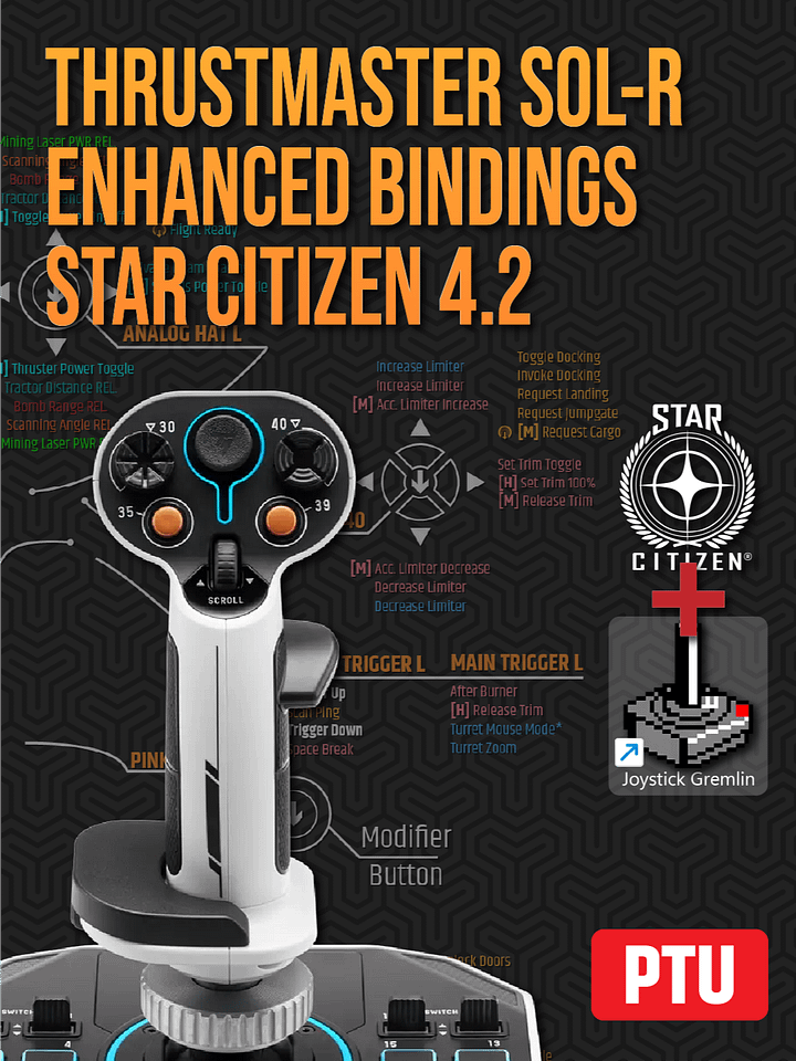 PTU: Thrustmaster SOL-R Enhanced Dual Star Citizen Bindings | Joystick Gremlin Required product image (1)