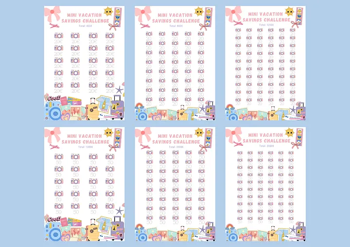 vacation savingchallenges, budget savings, budgetplanner, personalfinance, cashstuffing, money challenge, financial planner, money tools product image (2)