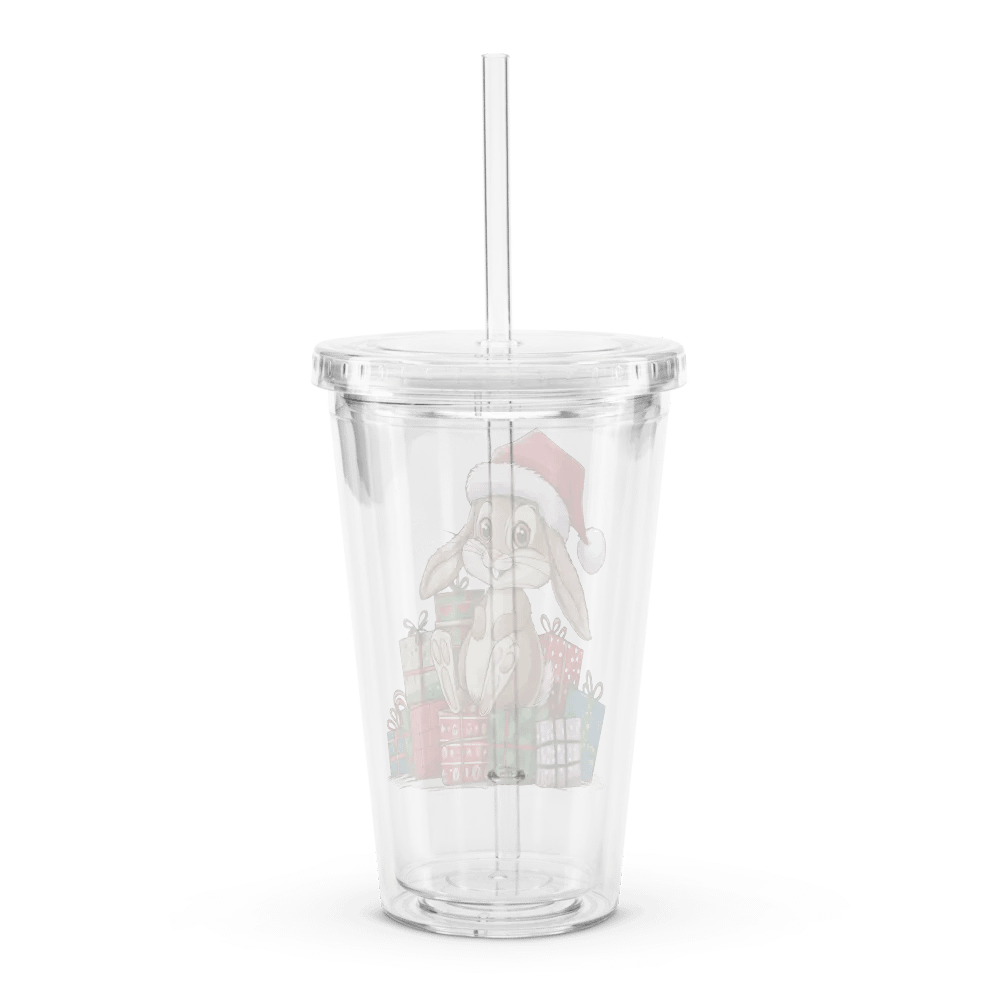 Santa Bunny Double Wall Clear Plastic Tumbler (16 oz) product image (2)