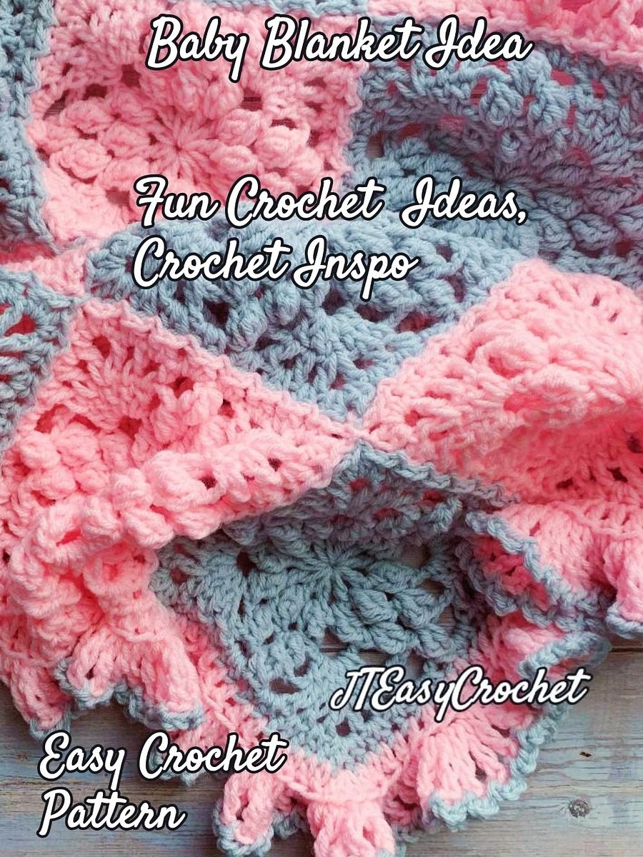 Large Granny Square Baby Blanket CROCHET PATTERN, 3D Textured Throw Blanket Vintage Style product image (5)