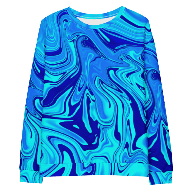 Sweatshirt - Light and Dark Blue Digital Fluid Art product image (9)