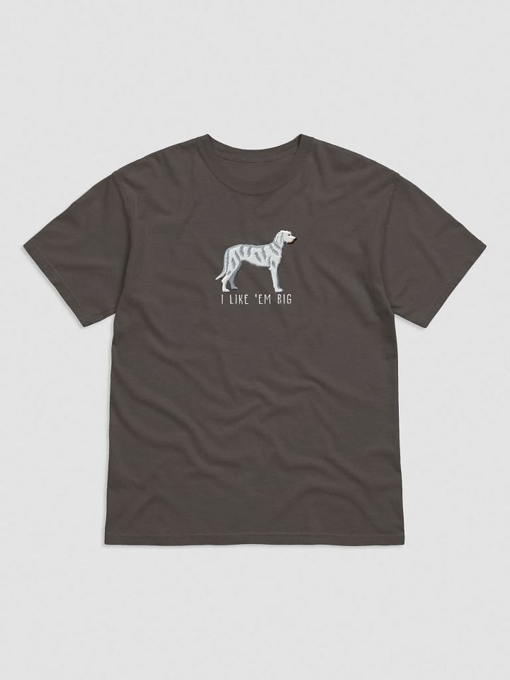 I Like 'Em Big T-Shirt(Embroidered) of an Irish Wolfhound(White) product image (6)