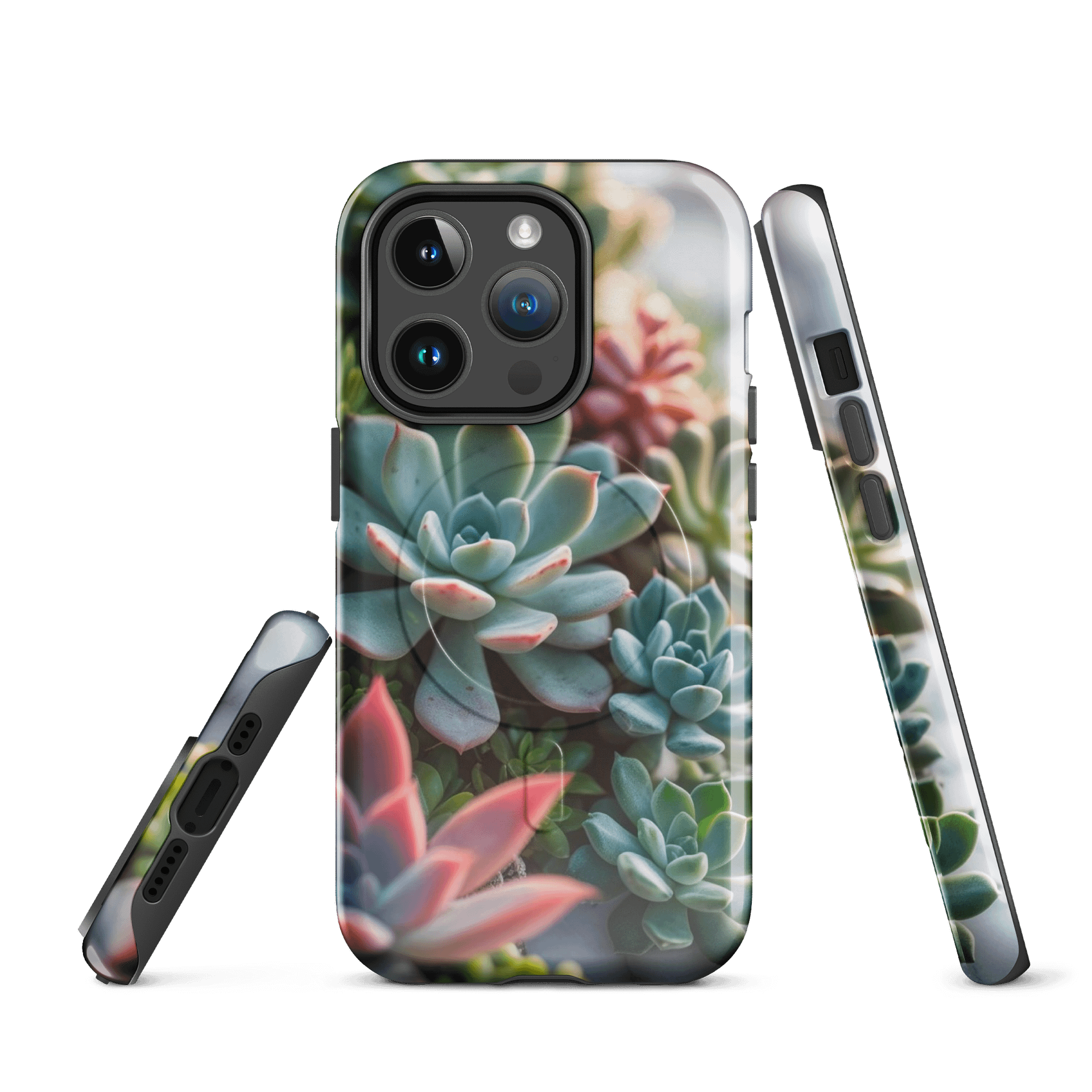 Succulent Serenade iPhone® MagSafe® Tough Case, MagSafe® iPhone® Tough Case, iPhone 14, iPhone 15, iPhone 16, Pro, Pro Max, Plus Cases. product image (1)