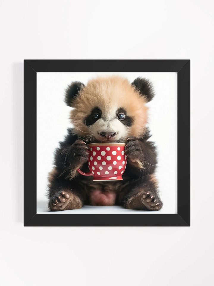 Coffee Lover Cute Baby Panda Framed Wall Art product image (1)