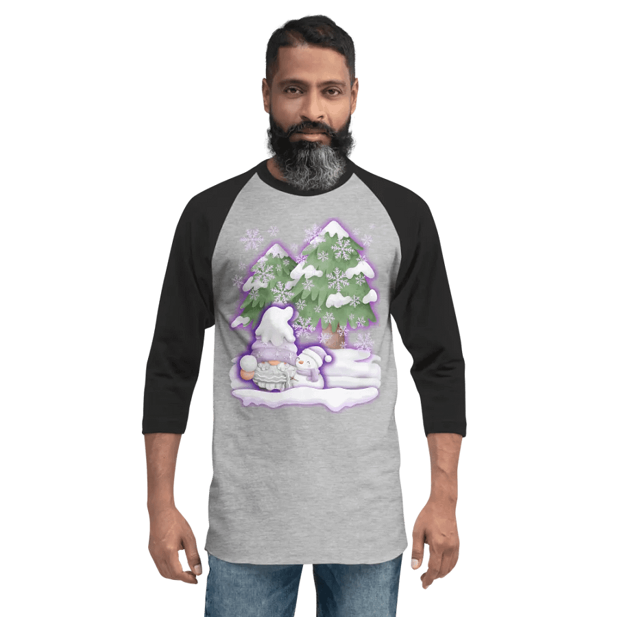 Whimsical Winter Gnome Raglan Tee product image (2)
