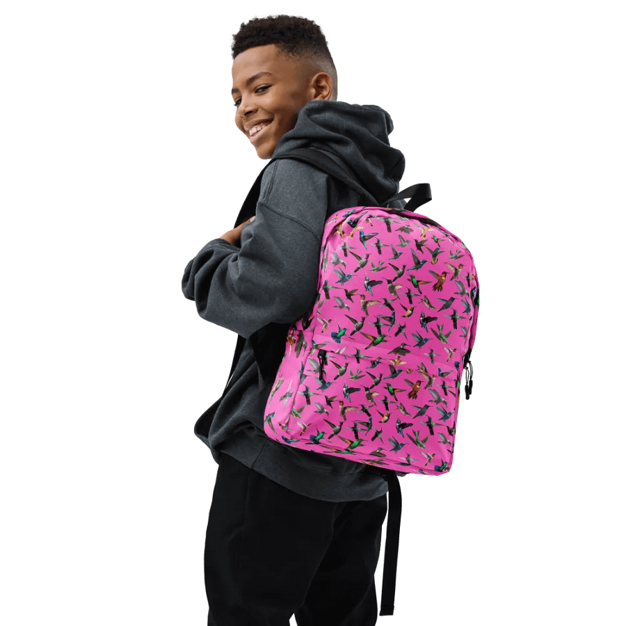 humming bird print backpack pink Backpack for young girls product image (7)