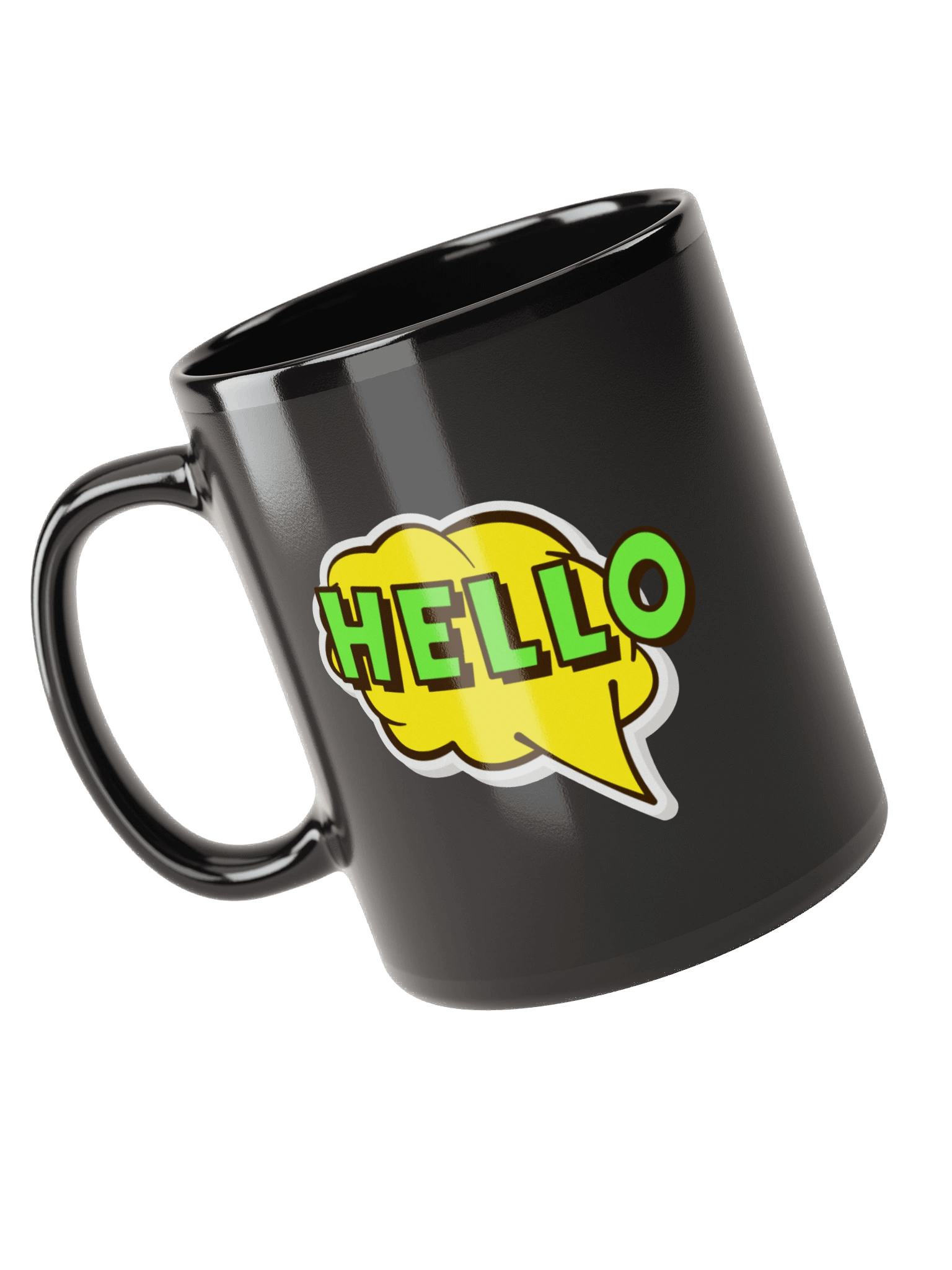 Hello Comic Speech Bubble Black Coffee Mug product image (4)