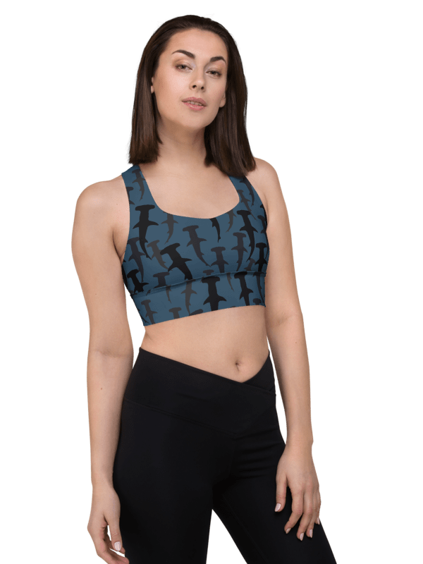 Hammerhead Sharks - Dark Ocean - Recycled Polyester - Longline Sports Bra product image (5)