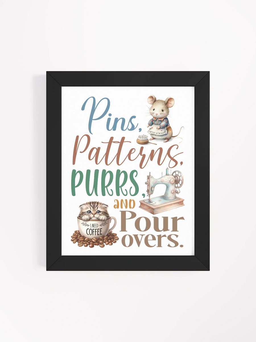 Whimsical Pins Patterns Purrs Framed Poster product image (65)