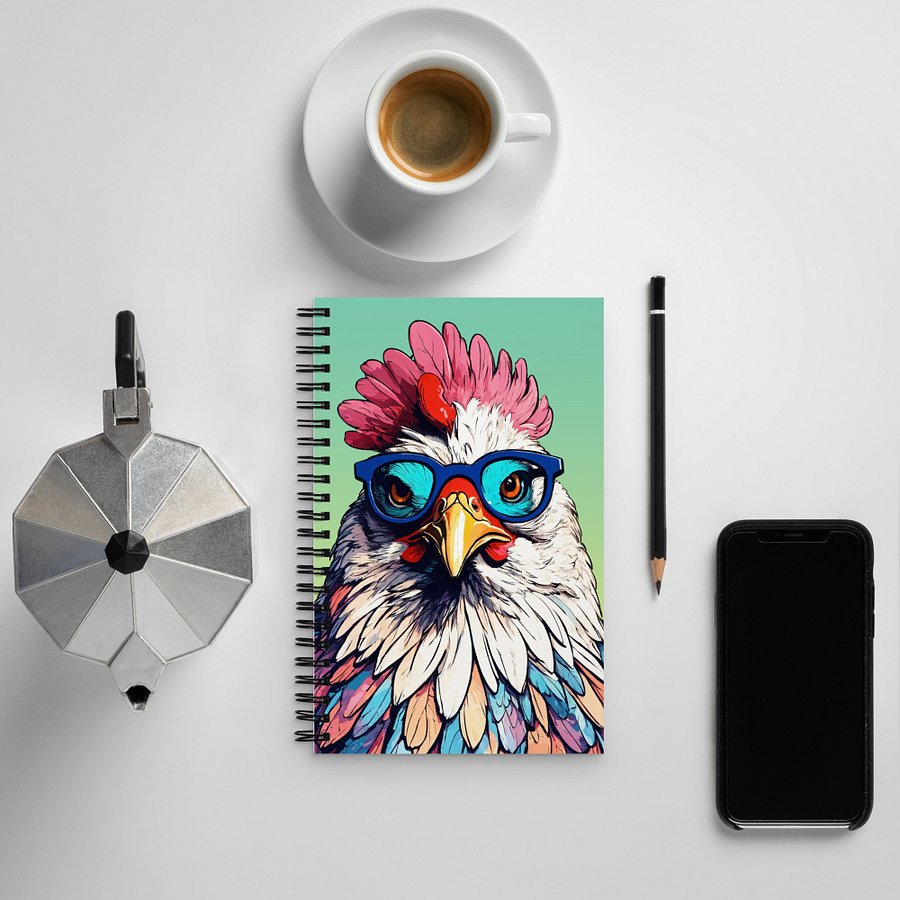 Colorful Chicken with Glasses Spiral Notebook product image (5)