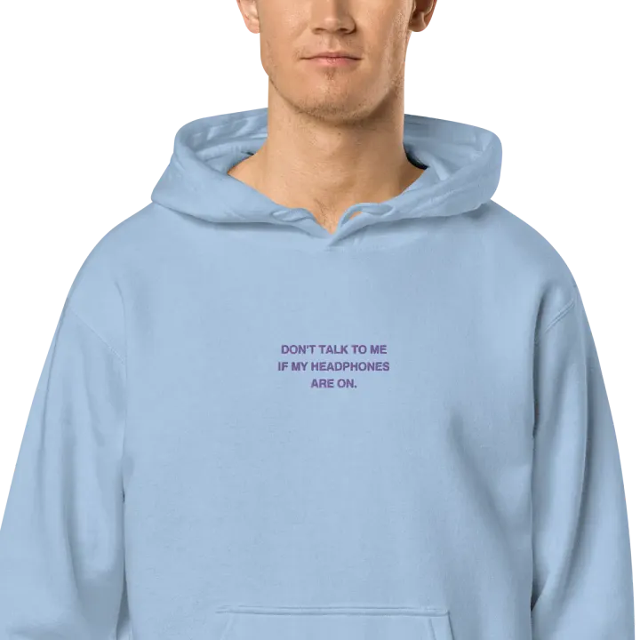 HEADPHONES ON (purple) embroidered pigment hoodie product image (2)