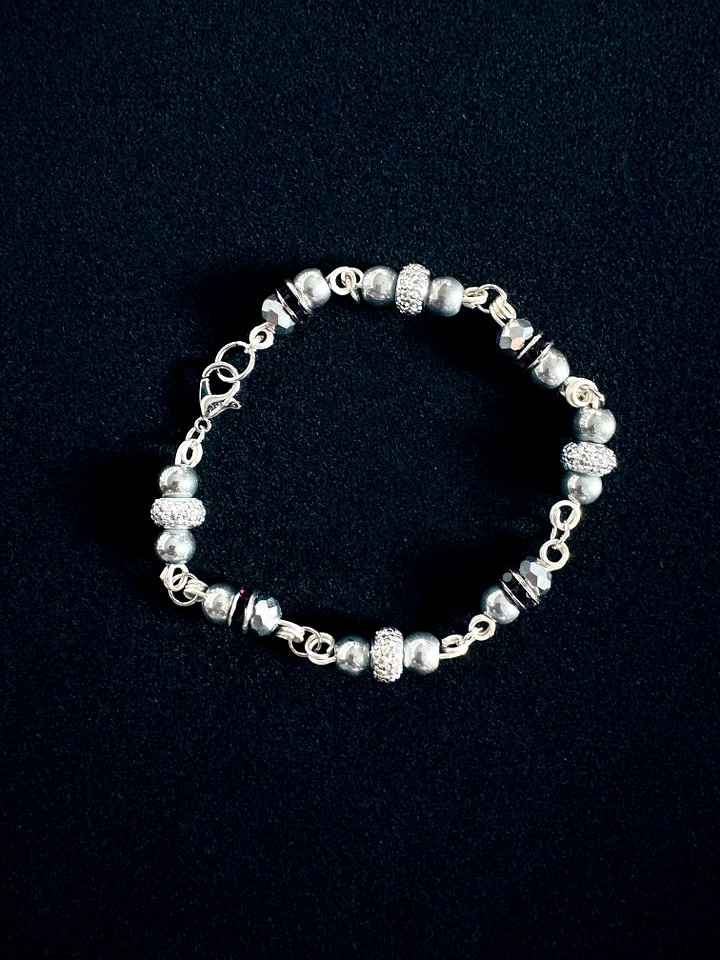 MFD-00274 | 7.5" Metallic-Look Beads Bracelet | Wire Wrapped Links | by Monique Faella Designs™ product image (2)