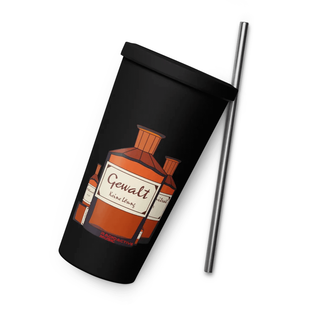 Gewalt ist keine Lösung Becher mit Isolierung und Strohhalm product image (6)