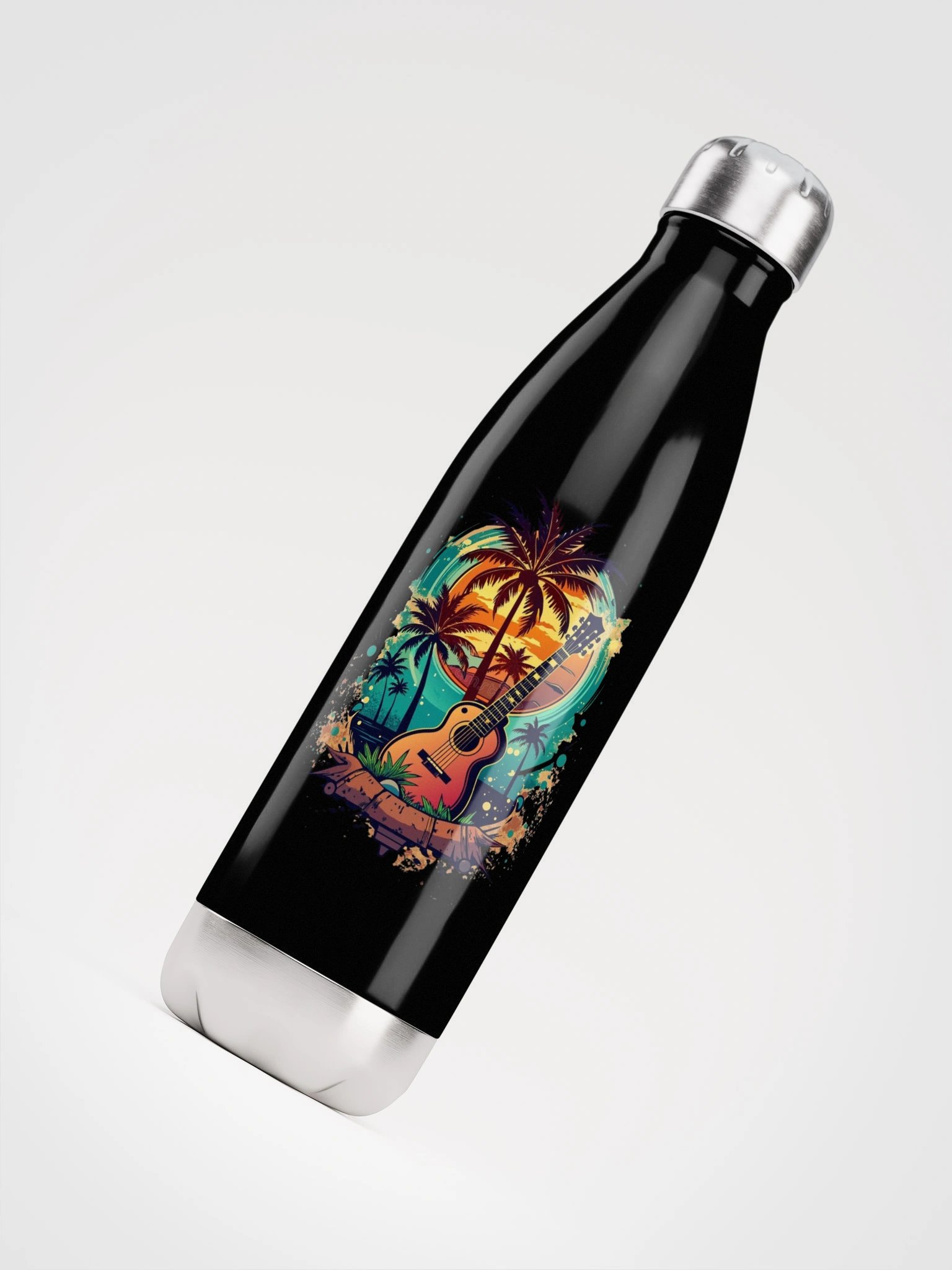 Tropical Sunset Guitar Stainless Steel Water Bottle product image (4)