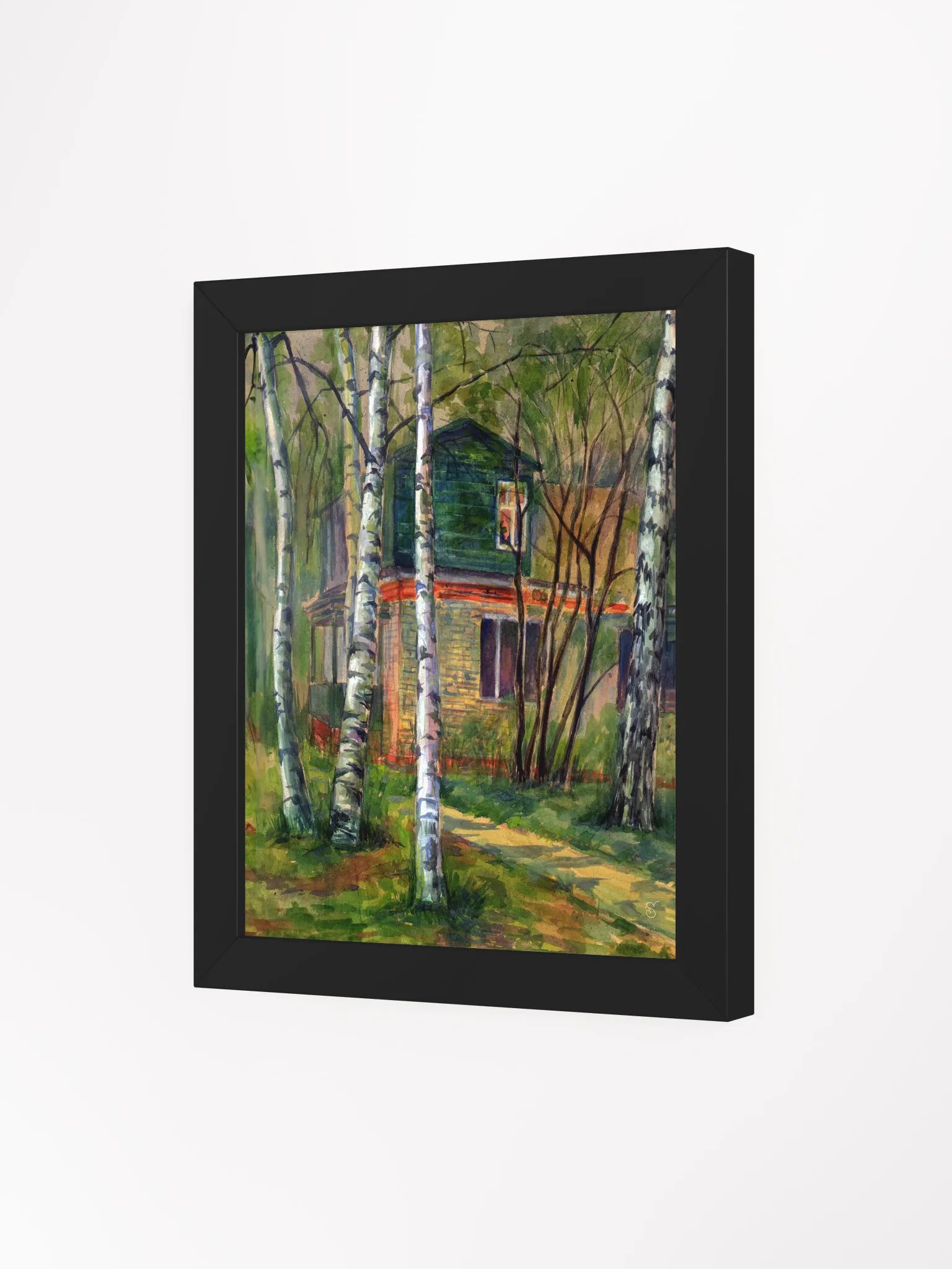 Tranquil Birch Forest Framed Art Print - Dacha in Birch Forest product image (9)