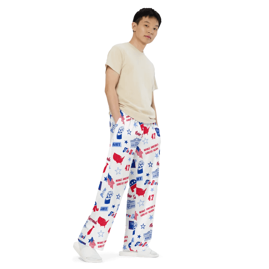 Trump 2024 Republican Patriot Make America Great Again White Pattern Unisex Pajama Pant product image (7)