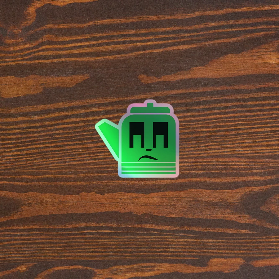 Grumpy Teapot Holographic Sticker Green product image (3)