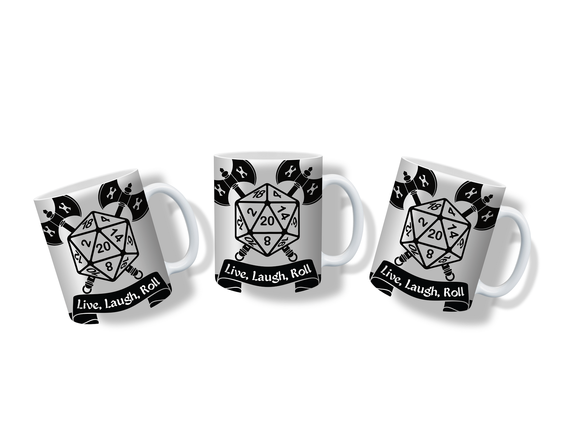 Live, Laugh, Roll 11oz Coffee Mug – D20 Dice Gaming Ceramic Cup – Perfect for Tabletop RPG Players and Dungeon Masters product image (4)