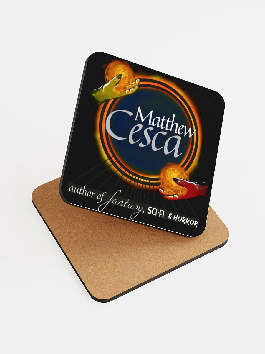 Matthew Cesca Author Logo Black Background Cork Coaster product image (6)