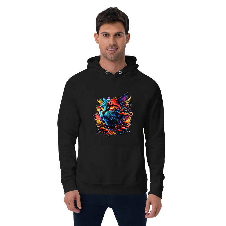 [Trippy Cat] - Unisex Eco Raglan Hoodie product image (6)