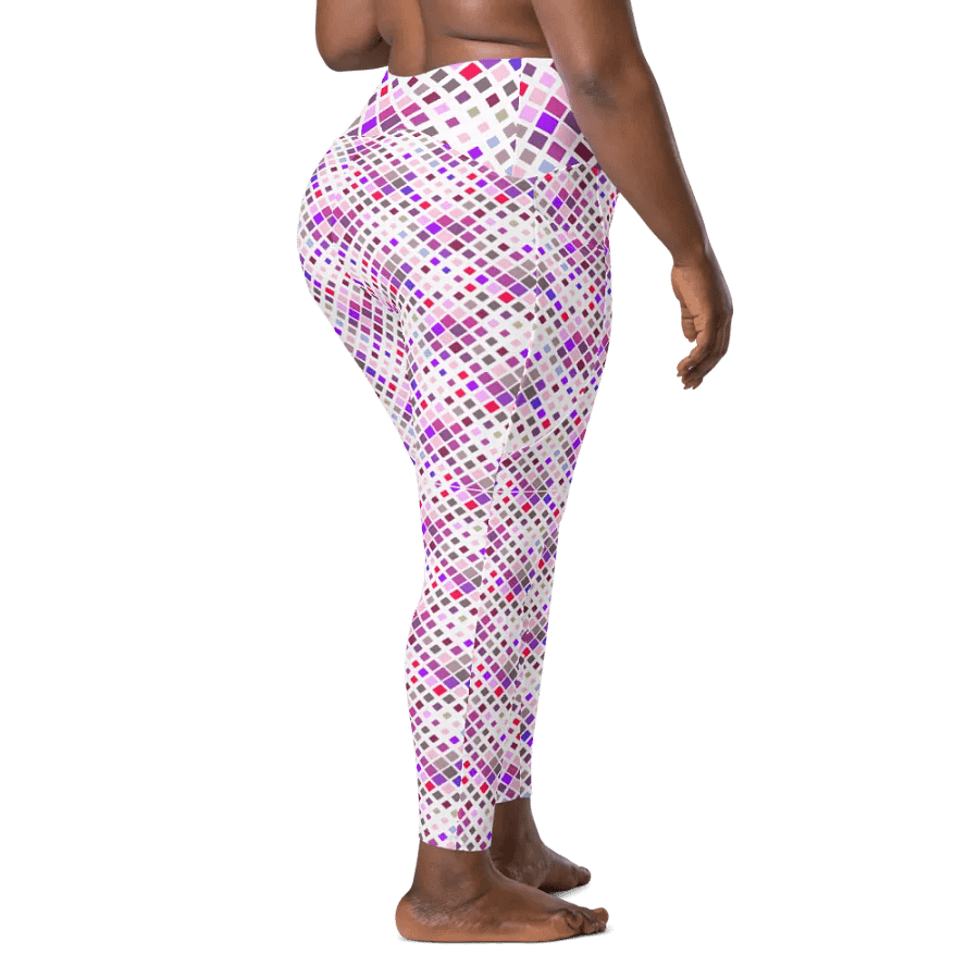 Colorful Square Pattern Design Leggings with Pocket - v2 product image (3)