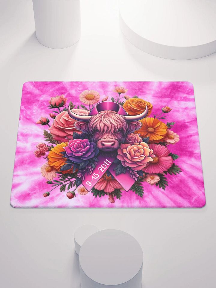 Highland Cow Blooms Breast Cancer Awareness Gaming Mouse Pad product image (2)