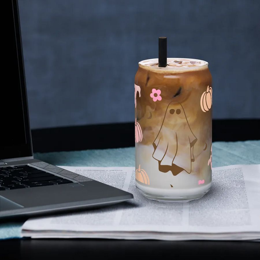 Cute Ghosty Halloween Glass Cup product image (3)