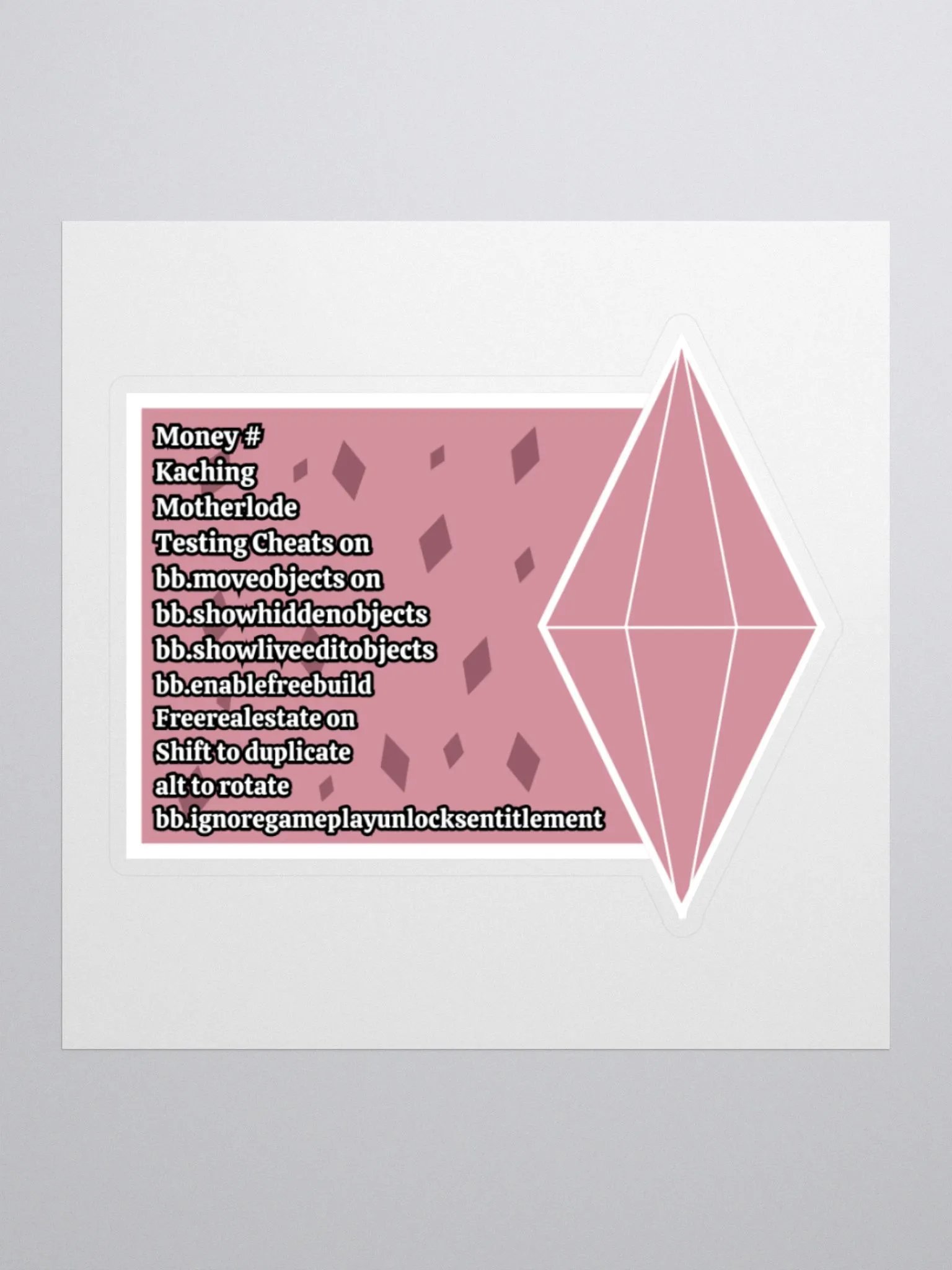 Sims Cheats Sticker - Pink product image (1)