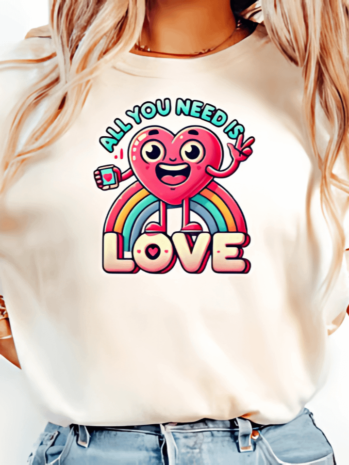 All You Need Is Love Valentine’s Day Sublimation Graphic – Hippie-Inspired Valentine Artwork for Women – Perfect Valentine’s Gift – Instant Digital Download – 300 DPI PNG product image (1)